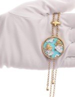 Колье из лимонного золота c бирюзой и перламутром