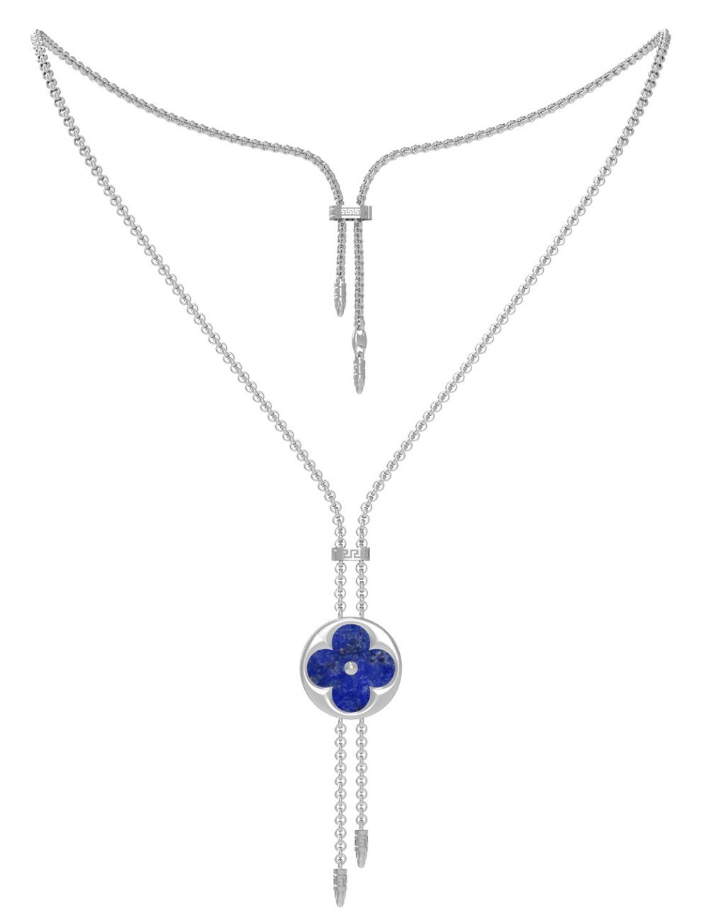 Колье из белого золота c лазуритом и перламутром