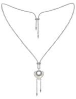 Колье из белого золота c фианитом, лазуритом и перламутром