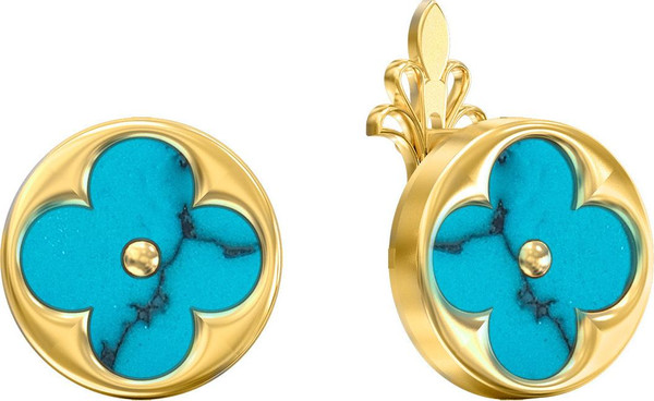 Серьги из лимонного золота 585 пробы c бирюзой