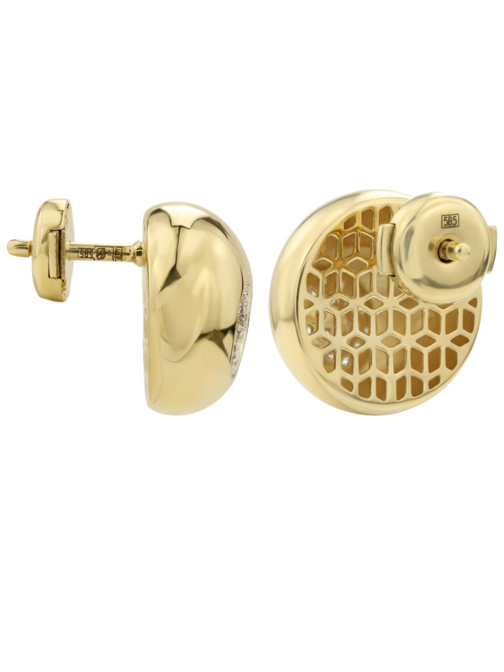 Серьги из лимонного золота 585 пробы c бриллиантами