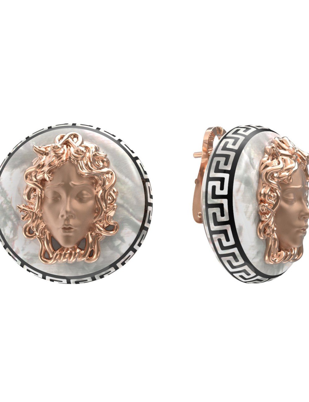 Серьги из золота c эмалью и перламутром