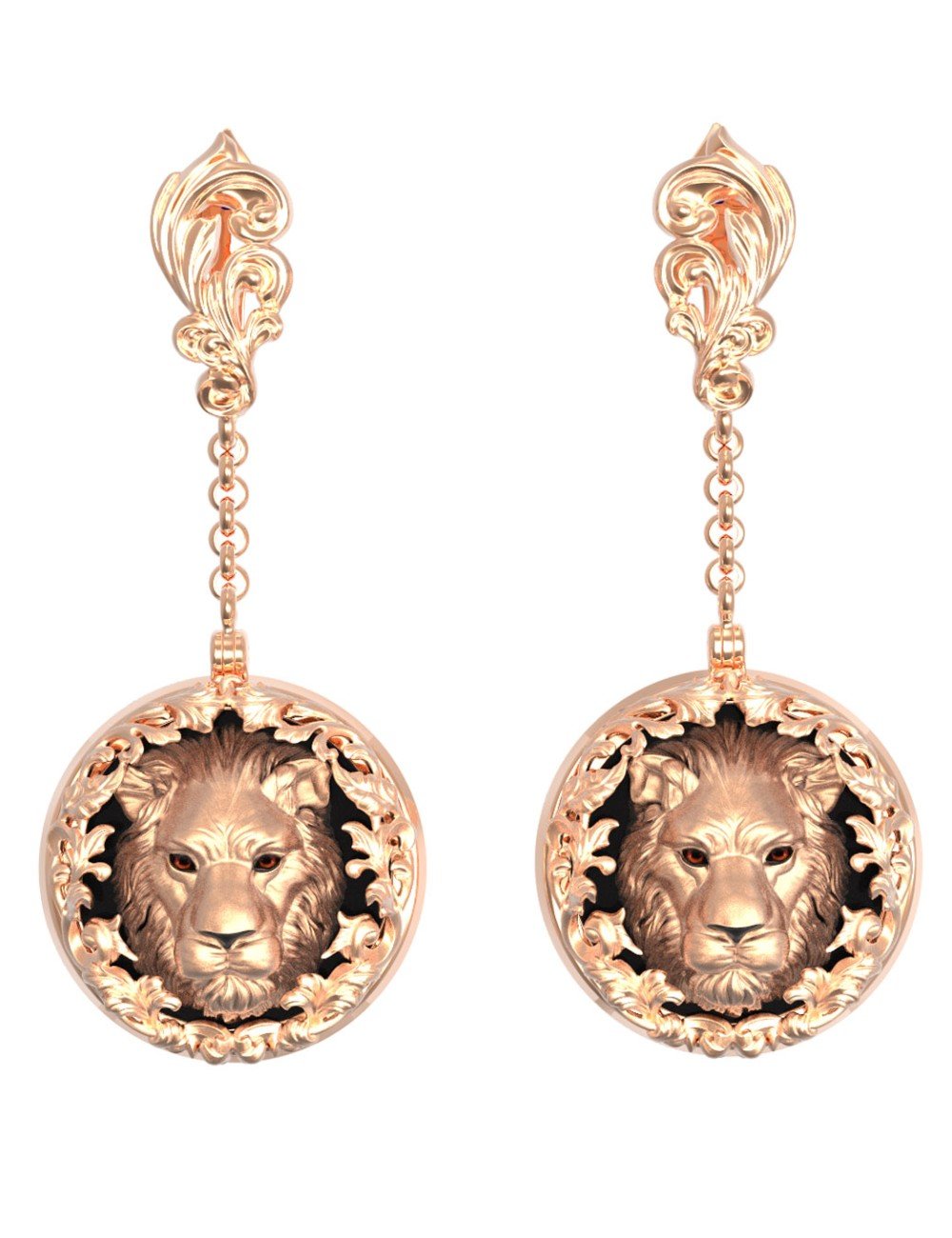 Серьги из золота c эмалью и ониксом