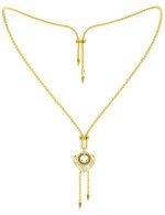 Колье из лимонного золота c фианитом, лазуритом и перламутром