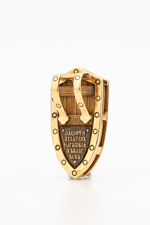 Нательная икона из красного золота 585 пробы c деревом груши