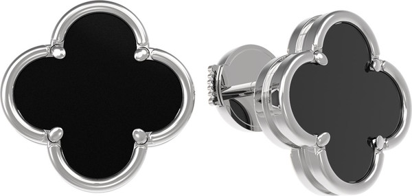 Серьги из белого золота 585 пробы c ониксом