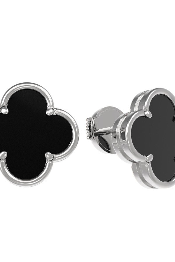 Серьги из белого золота c ониксом