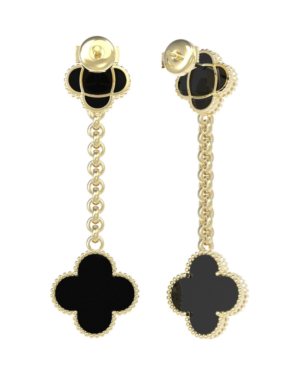 Серьги из лимонного золота c ониксом