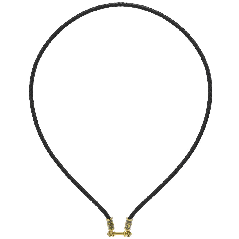 Цепь-шнурок кожа из лимонного золота 585 пробы c кожаным шнурком