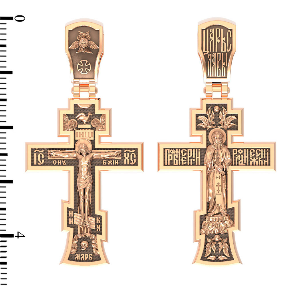 Крест из красного золота 585 пробы