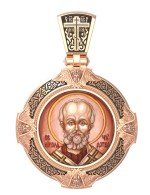Образок из золота c эмалью, иконописью и темперой