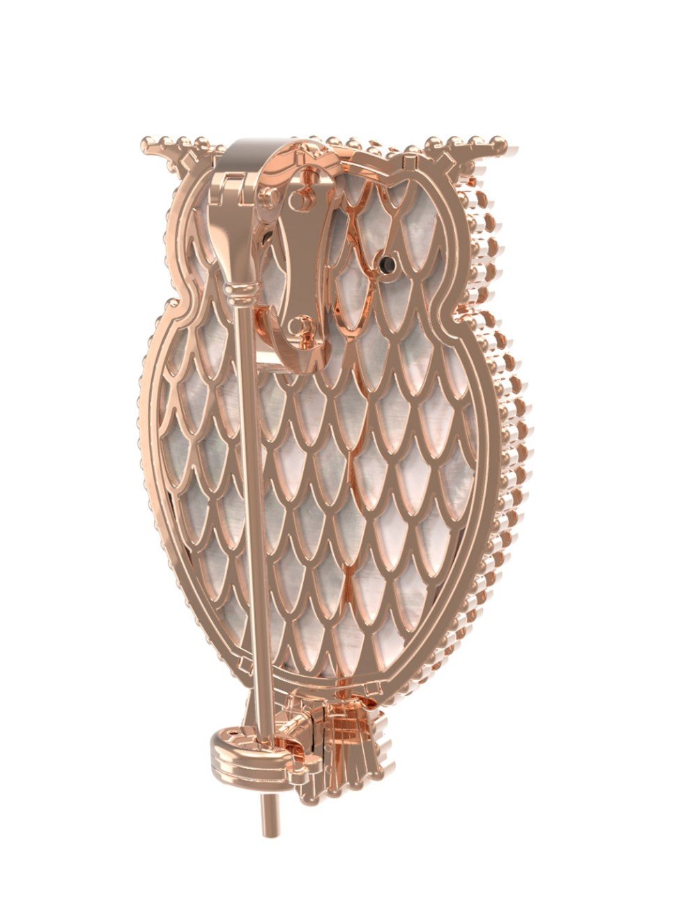 Брошь из золота c эмалью, ониксом и перламутром