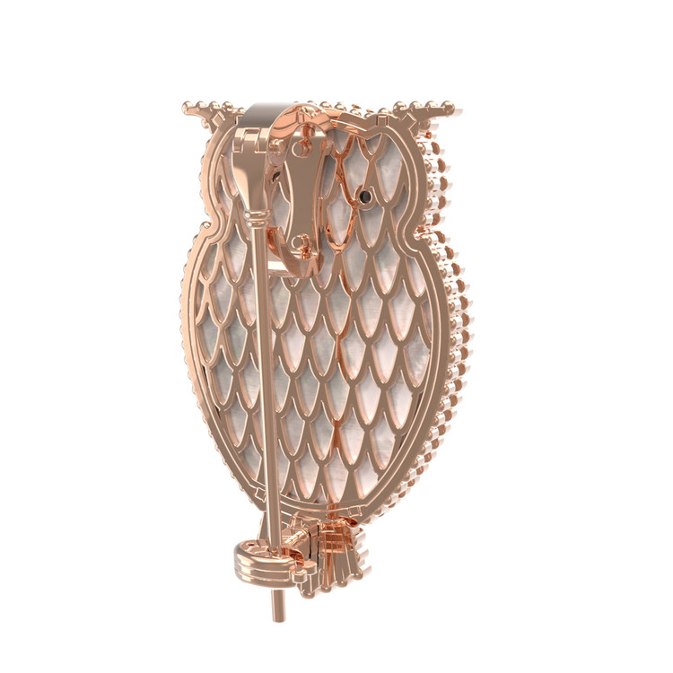 Брошь-подвеска из красного золота 585 пробы c эмалью, ониксом и перламутром