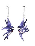 Серьги из белого золота c эмалью