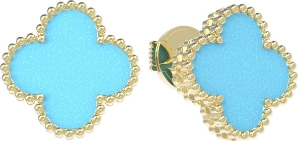 Серьги из лимонного золота c бирюзой