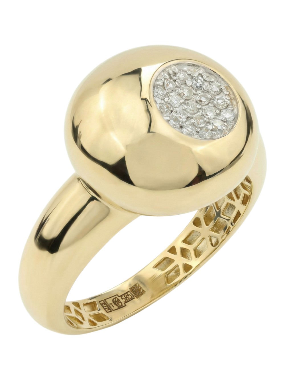 Кольцо из лимонного золота 585 пробы c бриллиантами