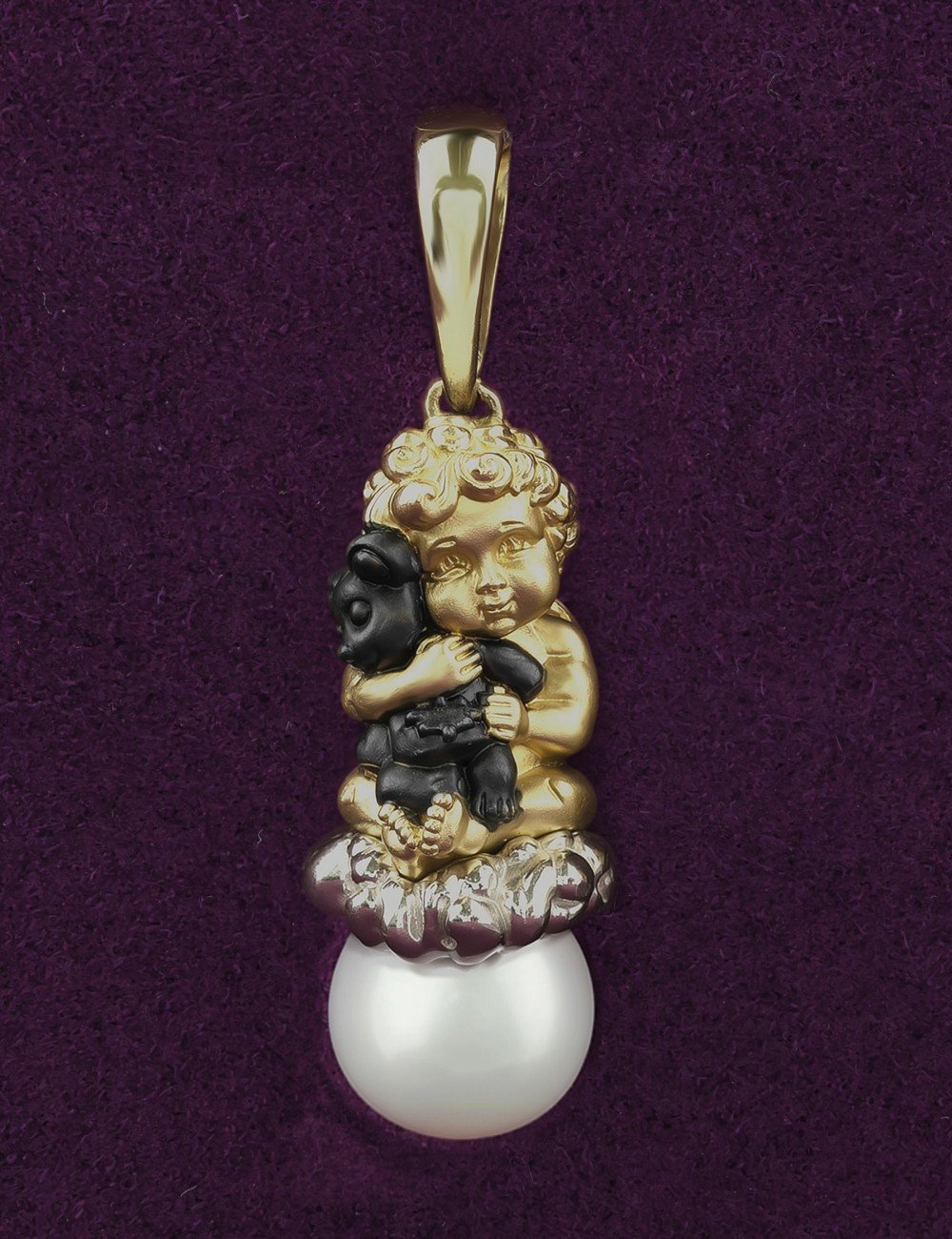 Подвеска из лимонного золота c жемчугом