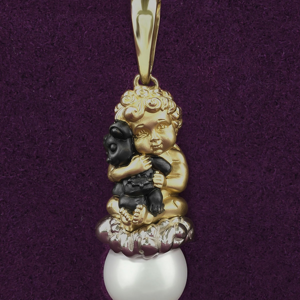 Подвеска из лимонного золота 585 пробы c жемчугом