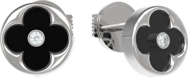 Серьги из белого золота c бриллиантами и ониксом