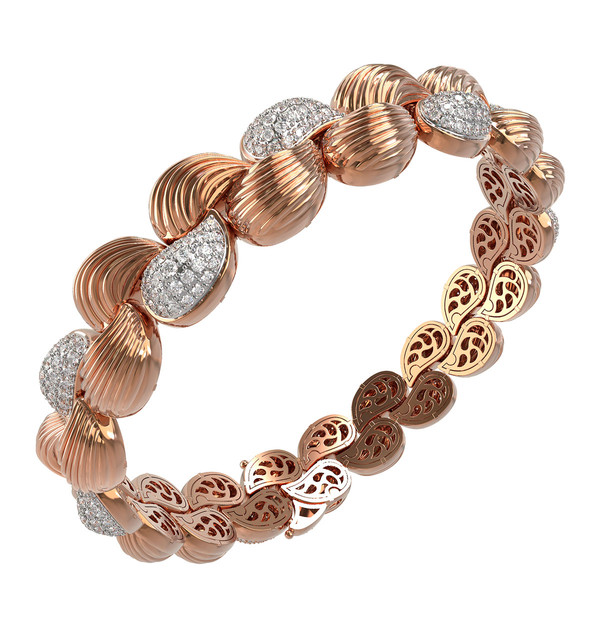 Браслет из красного золота 585 пробы c бриллиантами