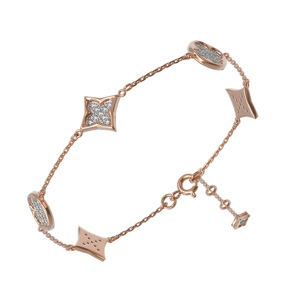 Браслет из красного золота 585 пробы c бриллиантами