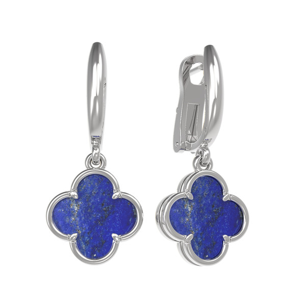 Серьги из белого золота 585 пробы c лазуритом