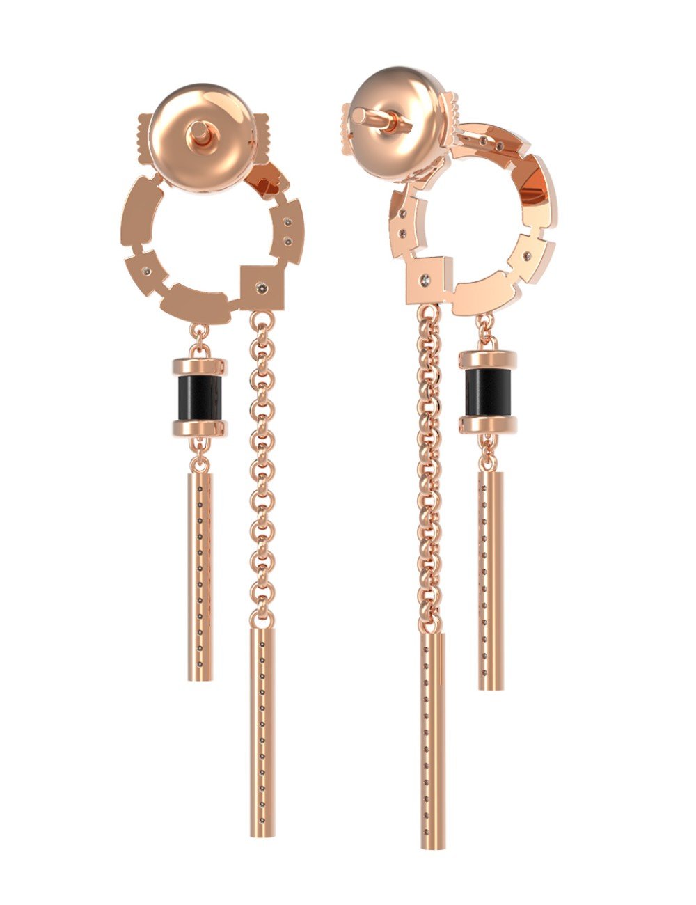 Серьги из золота c бриллиантами и ониксом