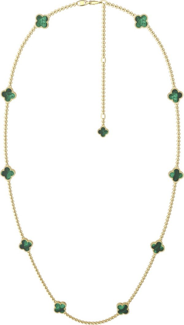 Колье из лимонного золота c малахитом