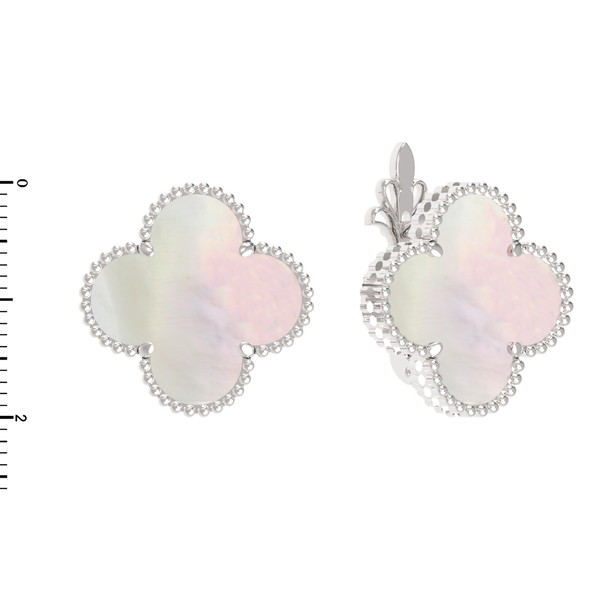 Серьги из белого золота 585 пробы c перламутром