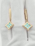 Серьги из лимонного золота 585 пробы c бирюзой