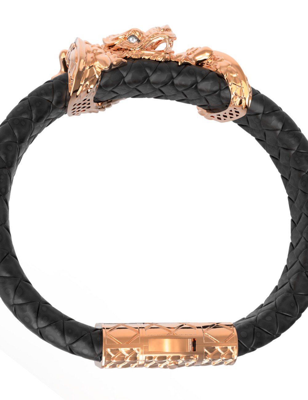 Браслет из золота c бриллиантами и кожаным шнурком