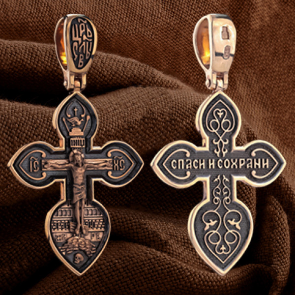 Крест из красного золота 585 пробы