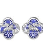 Серьги из белого золота c эмалью и перламутром