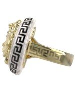 Кольцо из лимонного золота c эмалью и перламутром