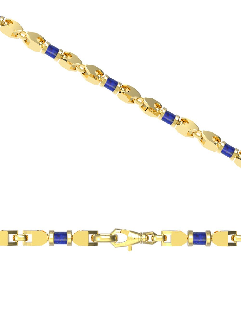 Цепь из лимонного золота c лазуритом