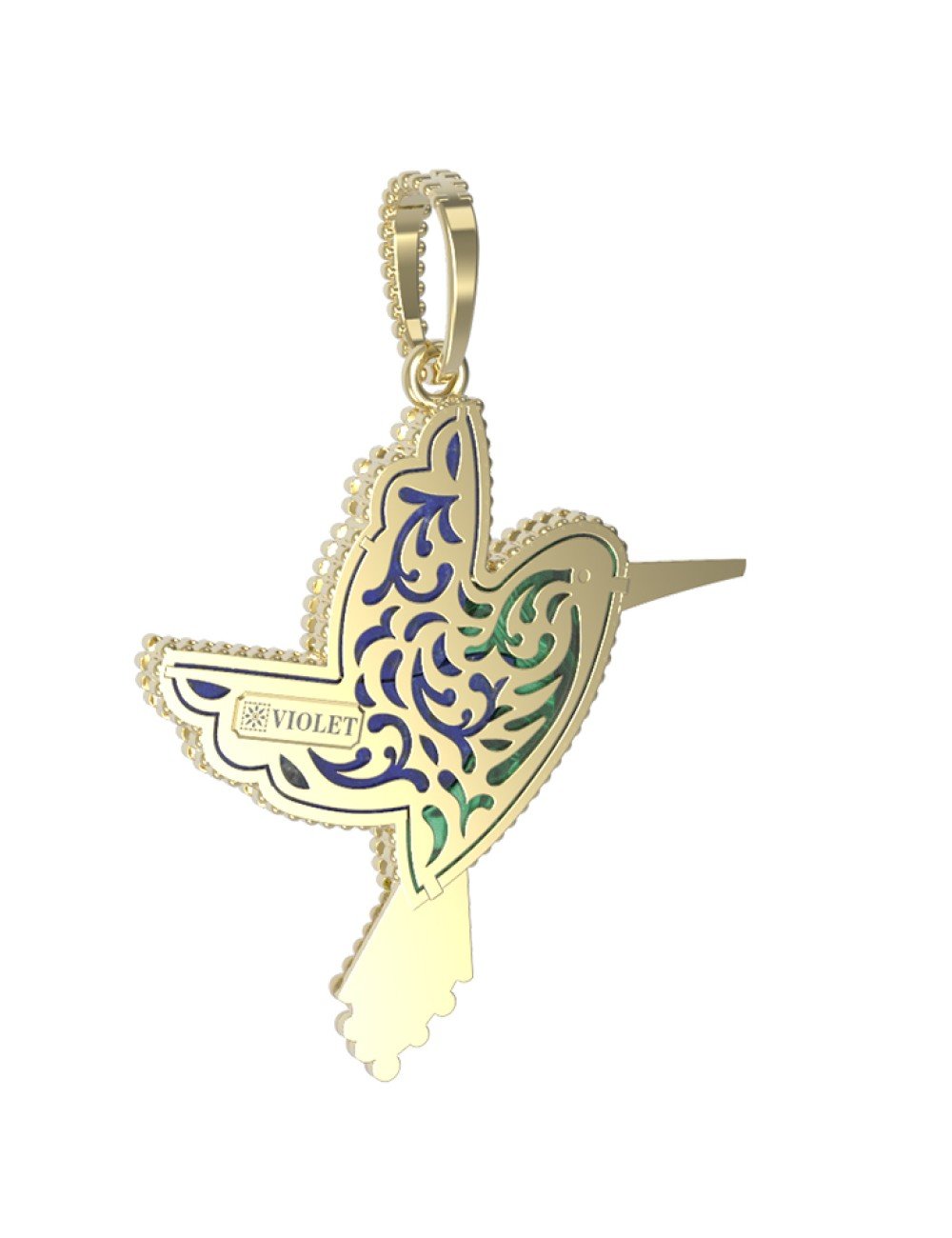 Подвеска из лимонного золота c эмалью, лазуритом и малахитом