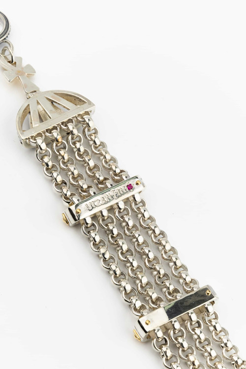 Браслет из серебра 925 пробы и золота 750 пробы c рубином