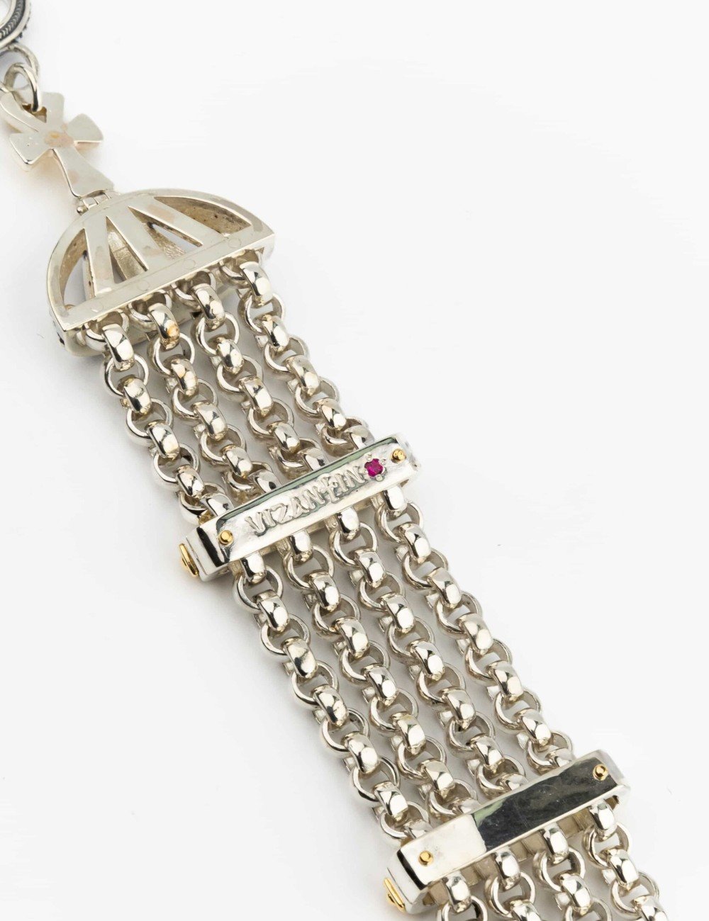 Браслет из серебра и золота c рубином