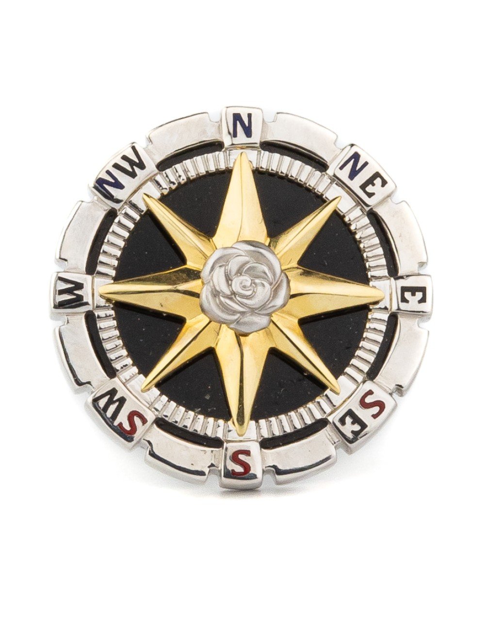 Кольцо из белого золота c эмалью и ониксом