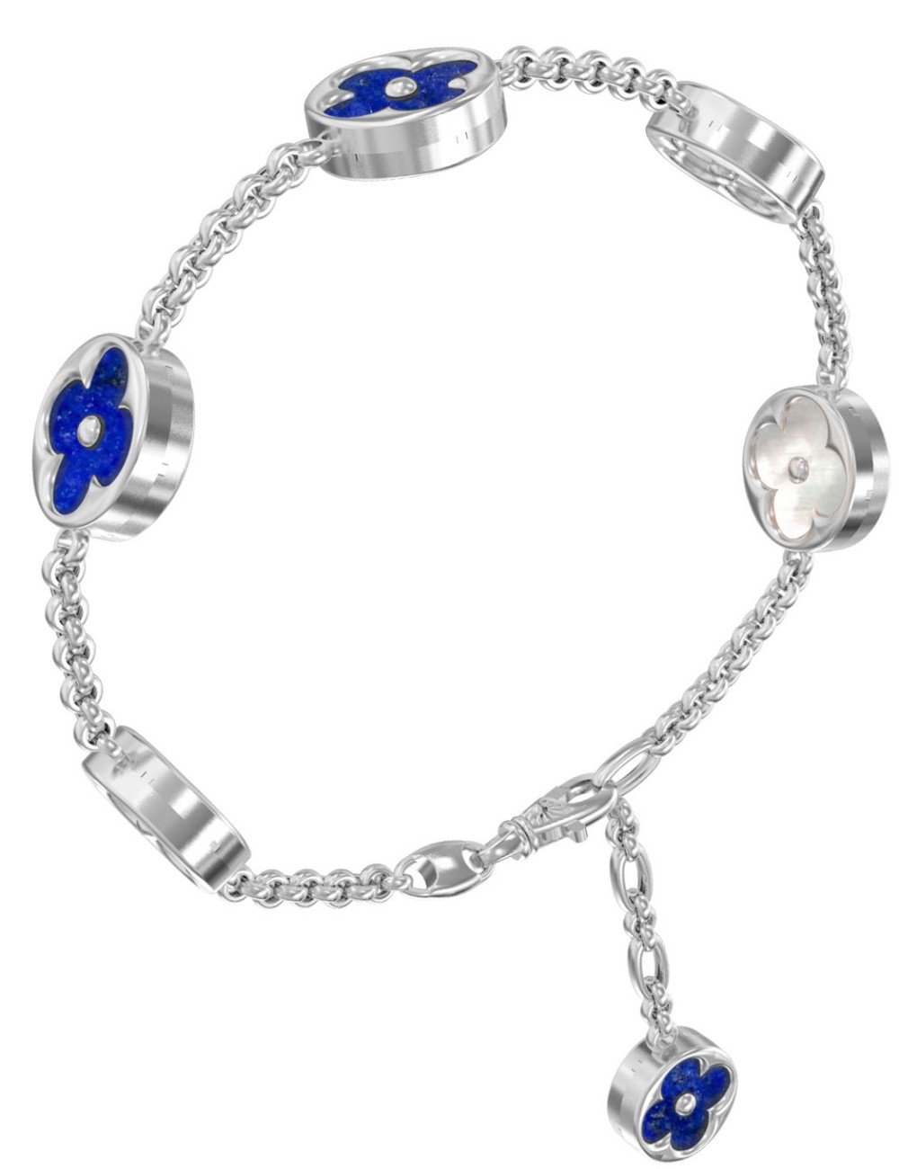 Браслет из белого золота c лазуритом и перламутром