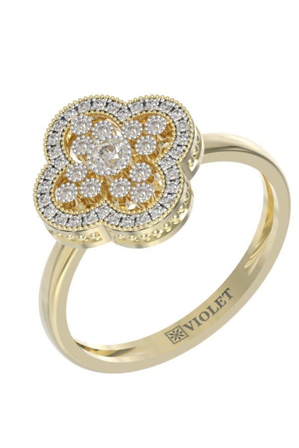 Кольцо из лимонного золота c бриллиантами