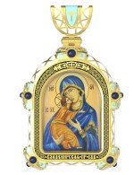 Образок из лимонного золота c эмалью, иконописью и темперой