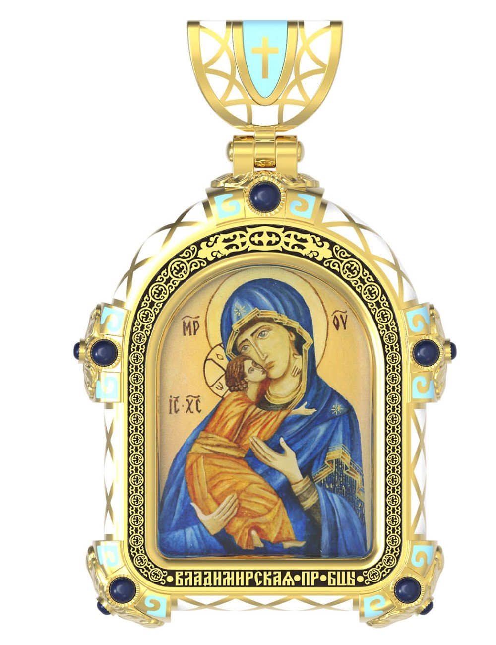 Образок из лимонного золота c эмалью, иконописью и темперой