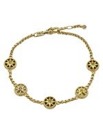 Браслет из лимонного золота c бриллиантами, ониксом и перламутром