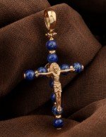 Крест из золота c лазуритом