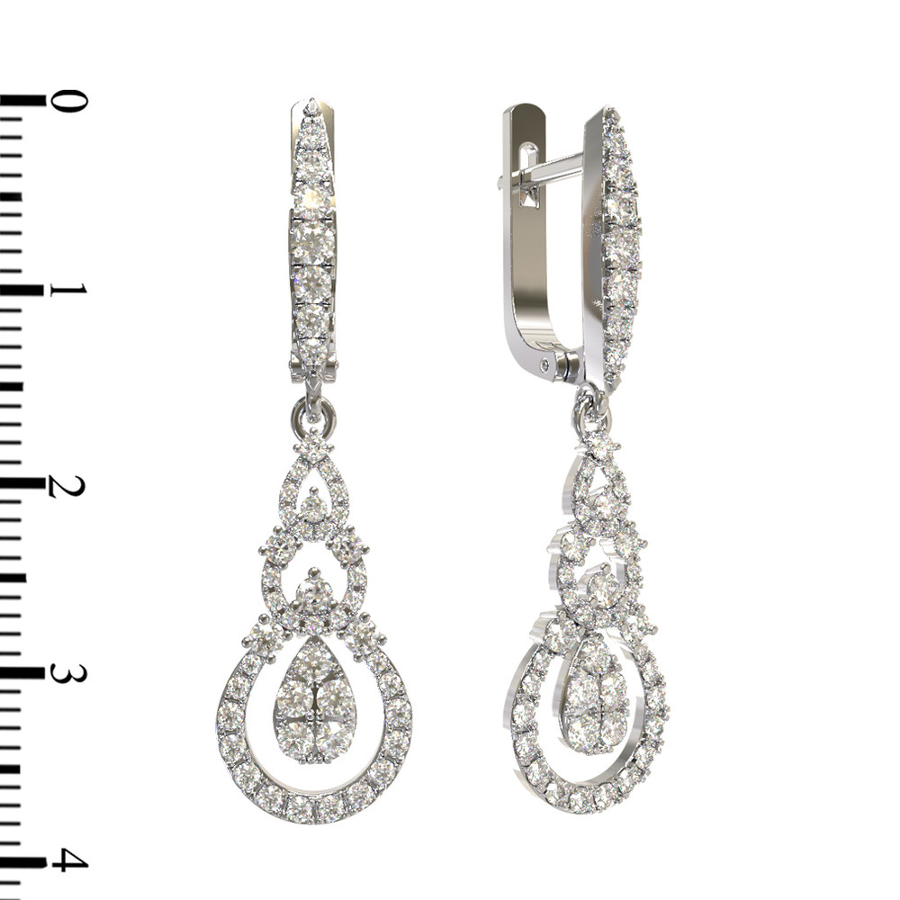 Серьги из белого золота 585 пробы c бриллиантами