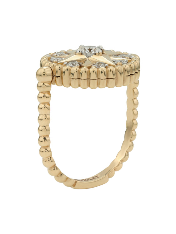 Кольцо из лимонного золота 585 пробы c бриллиантами