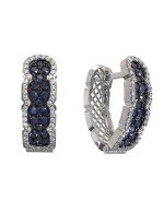 Серьги из белого золота c бриллиантами и сапфиром