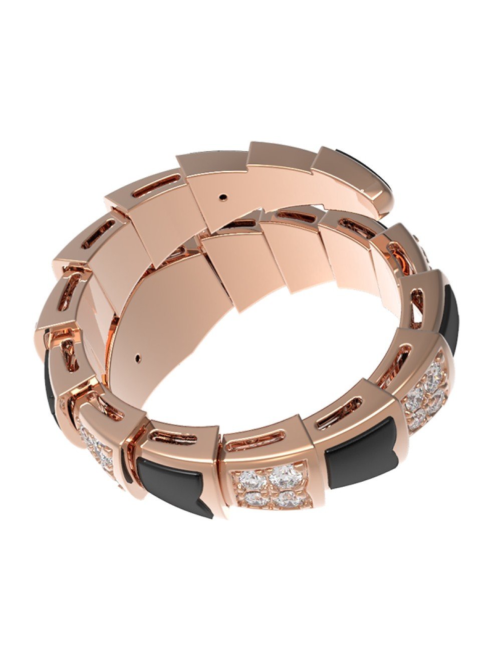 Кольцо из золота c бриллиантами и ониксом