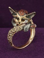 Кольцо из лимонного золота c эмалью и фианитом